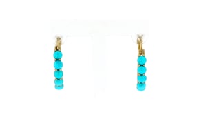 Turquoise Hoop Earrings in 18kt Gold Over Sterling