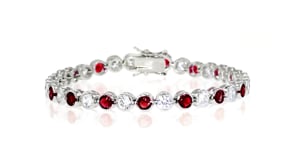2.70 ct. t.w. CZ and 2.70 ct. t.w. Simulated Ruby Bezel-Set Tennis Bracelet