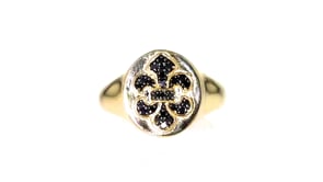 15 ct. t.w. Black Diamond Fleur-De-Lis Ring in 18kt Gold Over Sterling