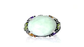 Jade and .90 ct. t.w. Multi-Gemstone Ring in Sterling Silver