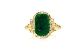 7.50 Carat Emerald Ring with .69 ct. t.w. Diamonds in 18kt Gold Over Sterling