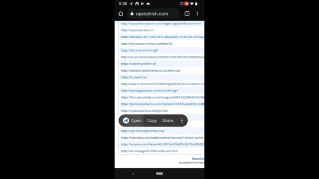 James Saturnio - Android 12 Phishing - 10 links blocked