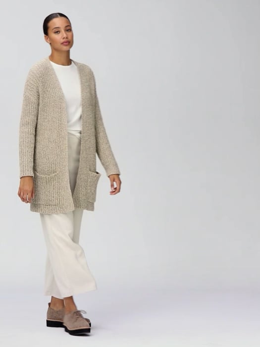 Cardigan lungo in cotone, beige chiaro | Intrend