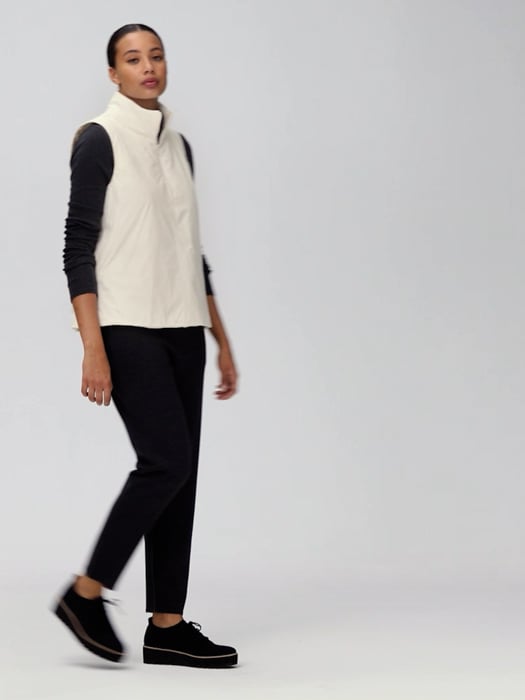 Eggshell Recycled Nylon Stand Collar Vest | EILEEN FISHER