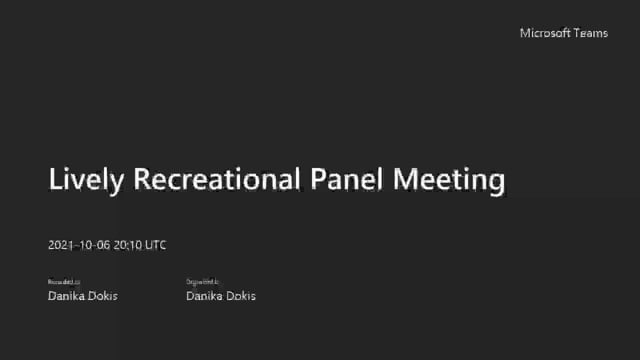 Lively Recreation Advisory Panel - October 6 Meeting