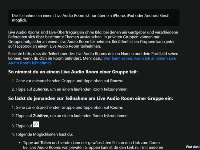 Wie nehme ich an LIVE Audios teil? Wie erstelle ich eine Erinnerung?