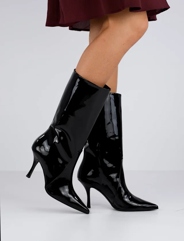 Calvin klein mada patent leather bootie best sale