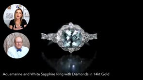 2.10 Carat Aquamarine and .40 ct. t.w. White Sapphire Ring with Diamond Accents in 14kt White Gold