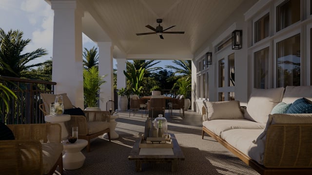 Veranda, Pool and Aerial Lake View