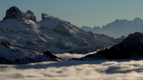 mountains, alps, fog