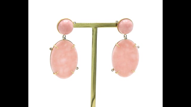 Brinco em Ouro Amarelo com Quartzo Rosa