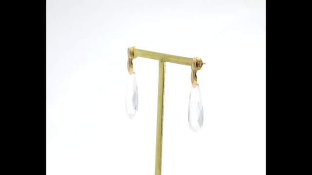 Brinco Pedestal em Ouro Amarelo 18k com Gota de Cristal