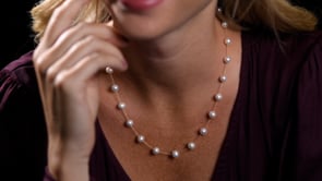 6-6.5mm Cultured Pearl Station Necklace in 14kt Yellow Gold
