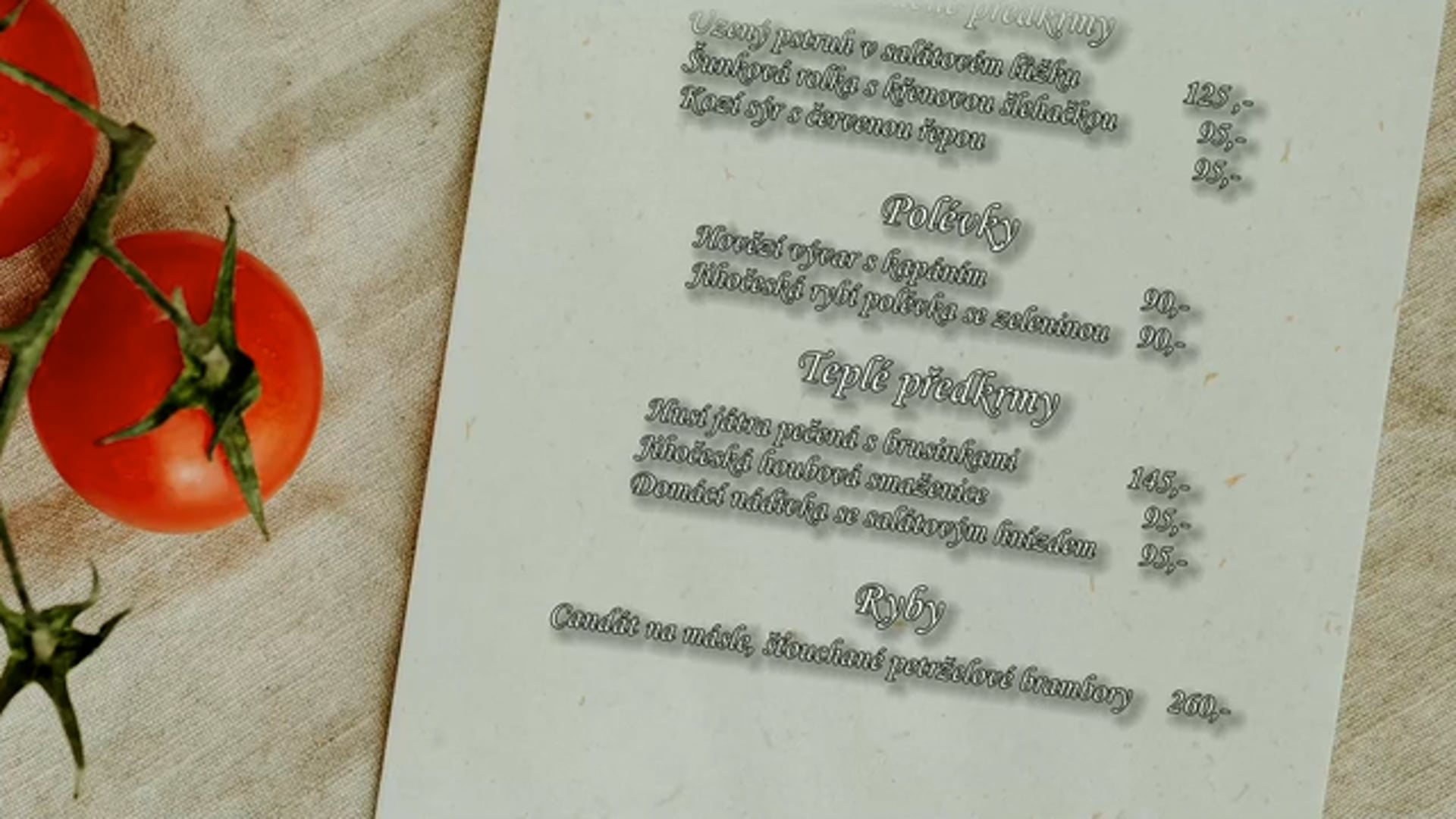 10. Jídelní lístky - ryby, drůbež, zvěřina