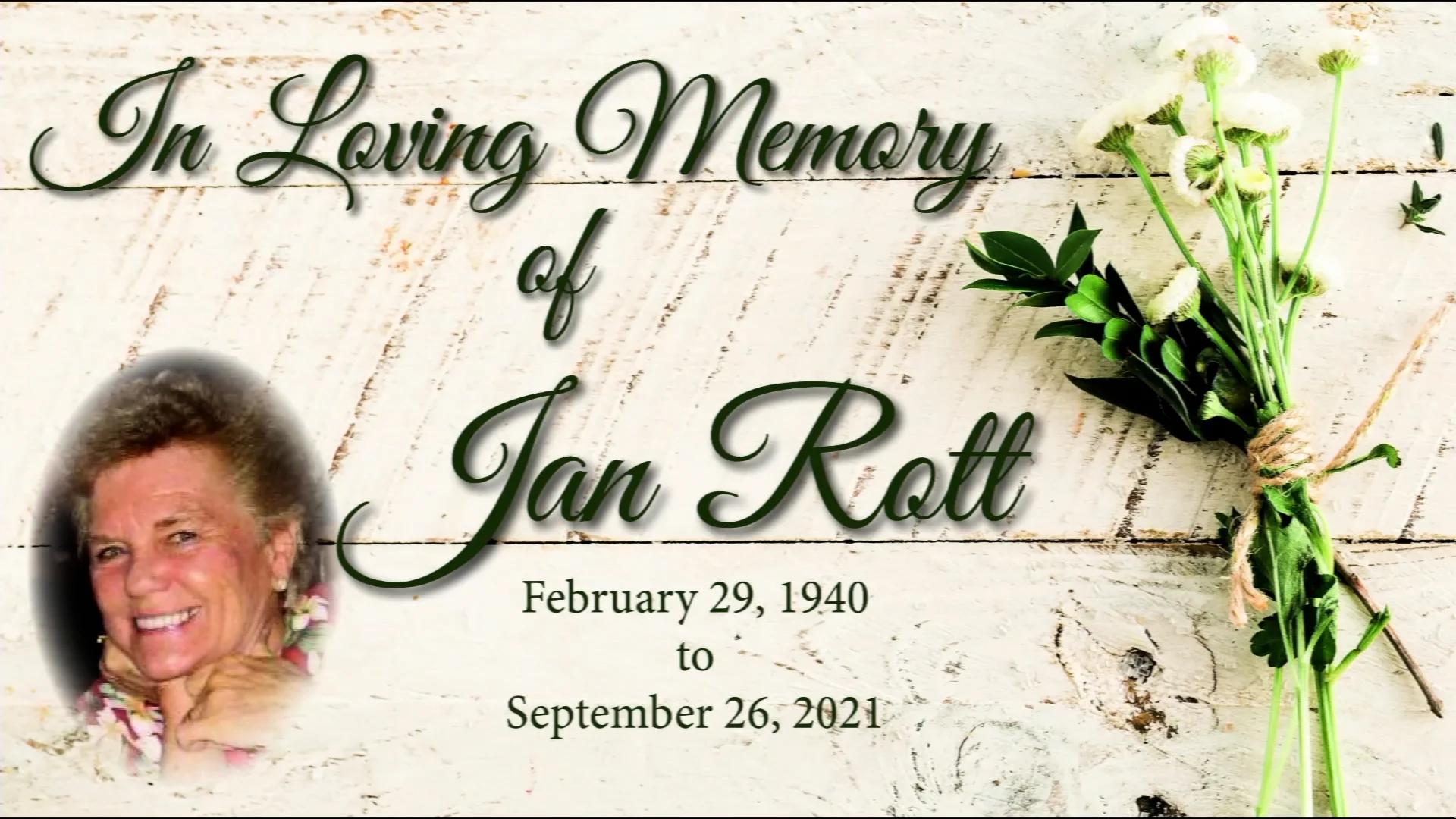 Jan Rott Memorial Service on Vimeo