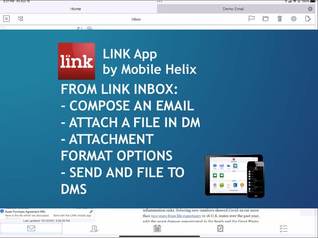 LINK App: Email - Compose from Inbox, Attach File from DMS, Send-and-File 3:55