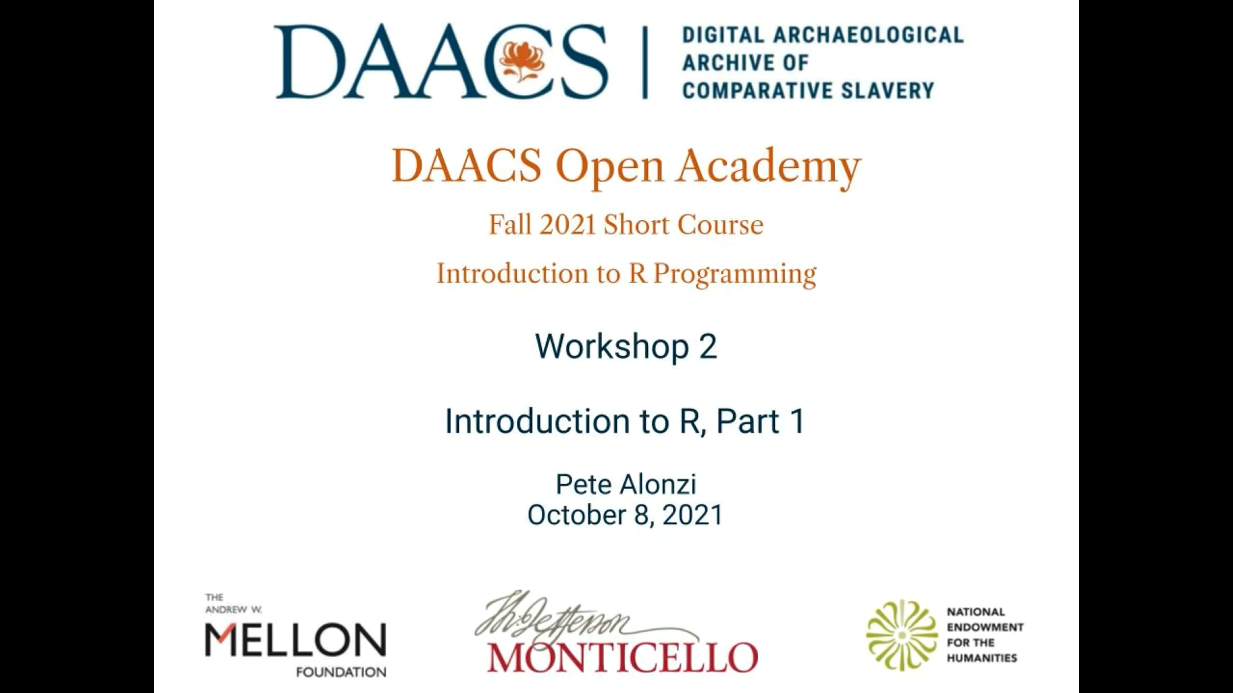 Introduction to R, Part 2 DAACS Open Academy Fall 2021 Short Course ...
