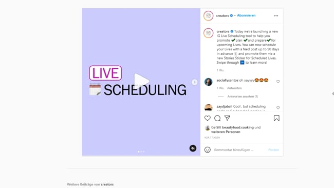 Neu bei Insta LIVE: Übungsmodus & Planen