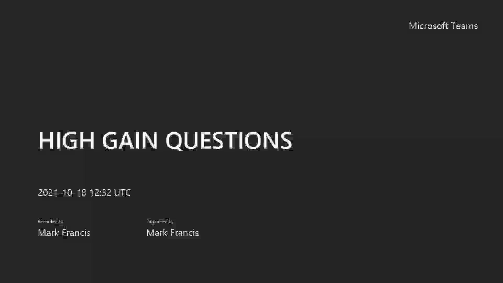 1. Asking High Gain Questions (2min) on Vimeo