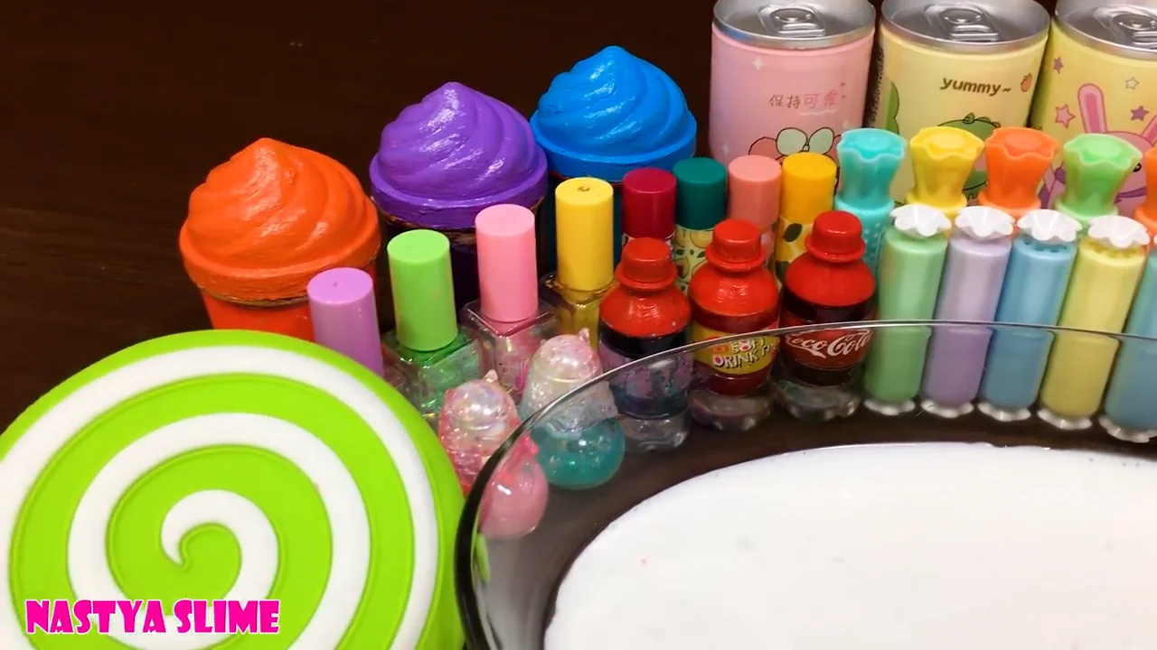 Mixing Makeup Clay and More into Glossy Slime Satisfying Slime Video