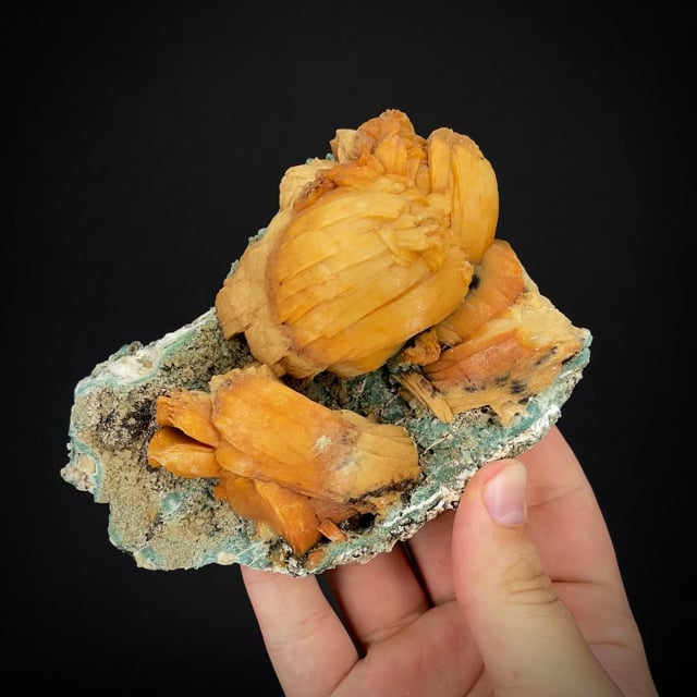 Unusual Stilbite included by clay (ex Jack Halpern Coll.)