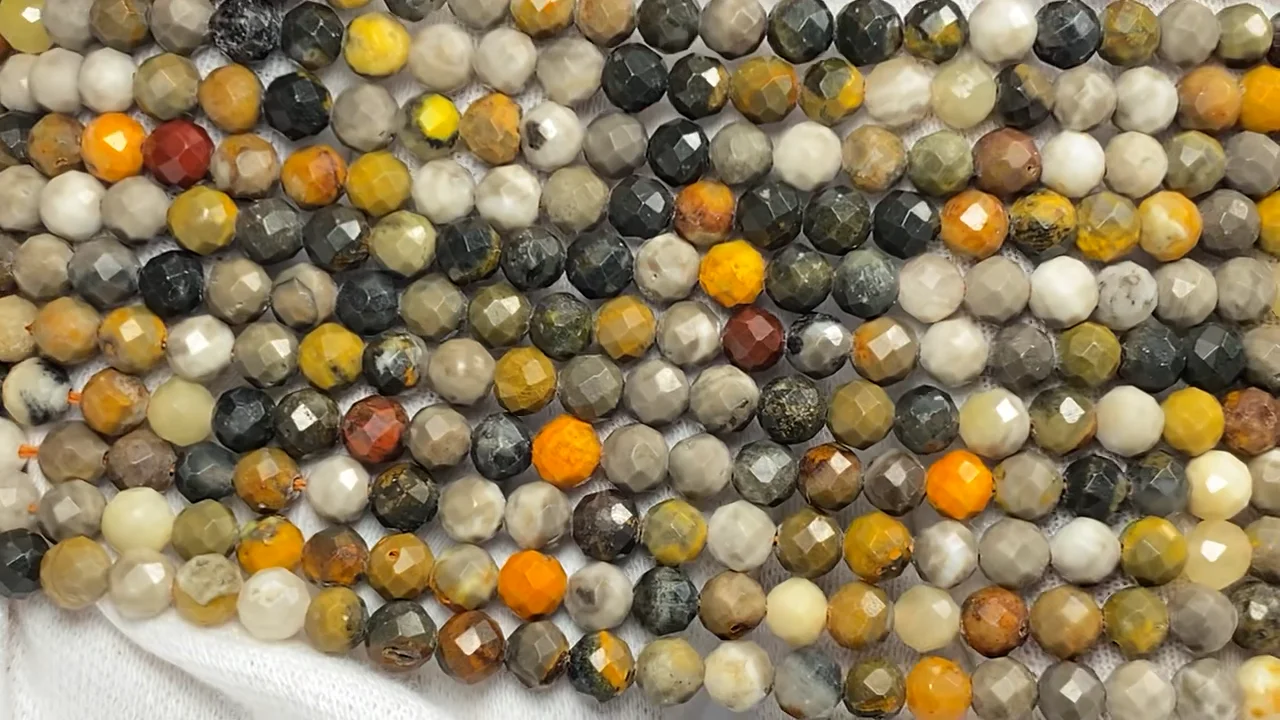 バンブルビージャスパー ラウンドカット4mm 1連(約36cm)【素晴らしい 