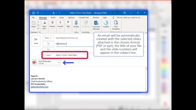 PowerPoint Email selected slides PDF or PPT format