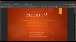 Edipo 19: una propuesta de adaptación en español de Edipo rey de Sófocles a la pandemia del COVID