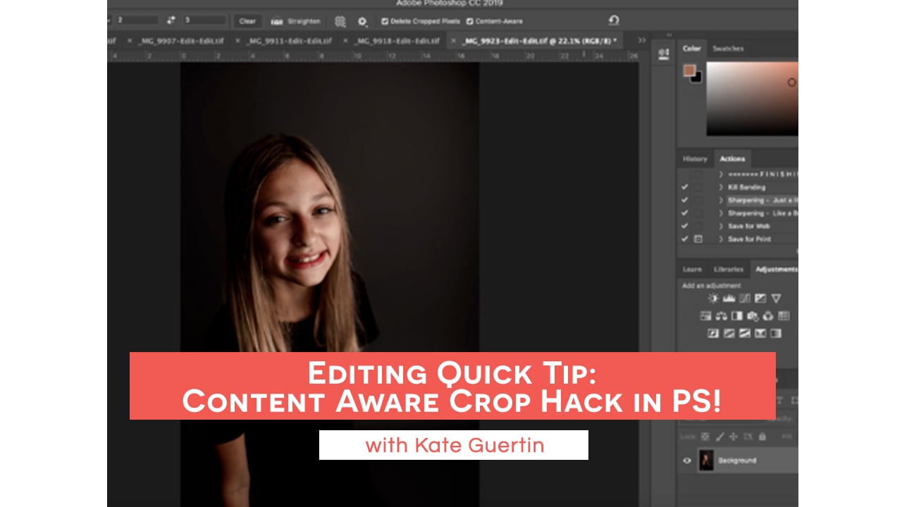 Editing Quick Tip: Content Aware Crop Hack in PS! with Kate Guertin