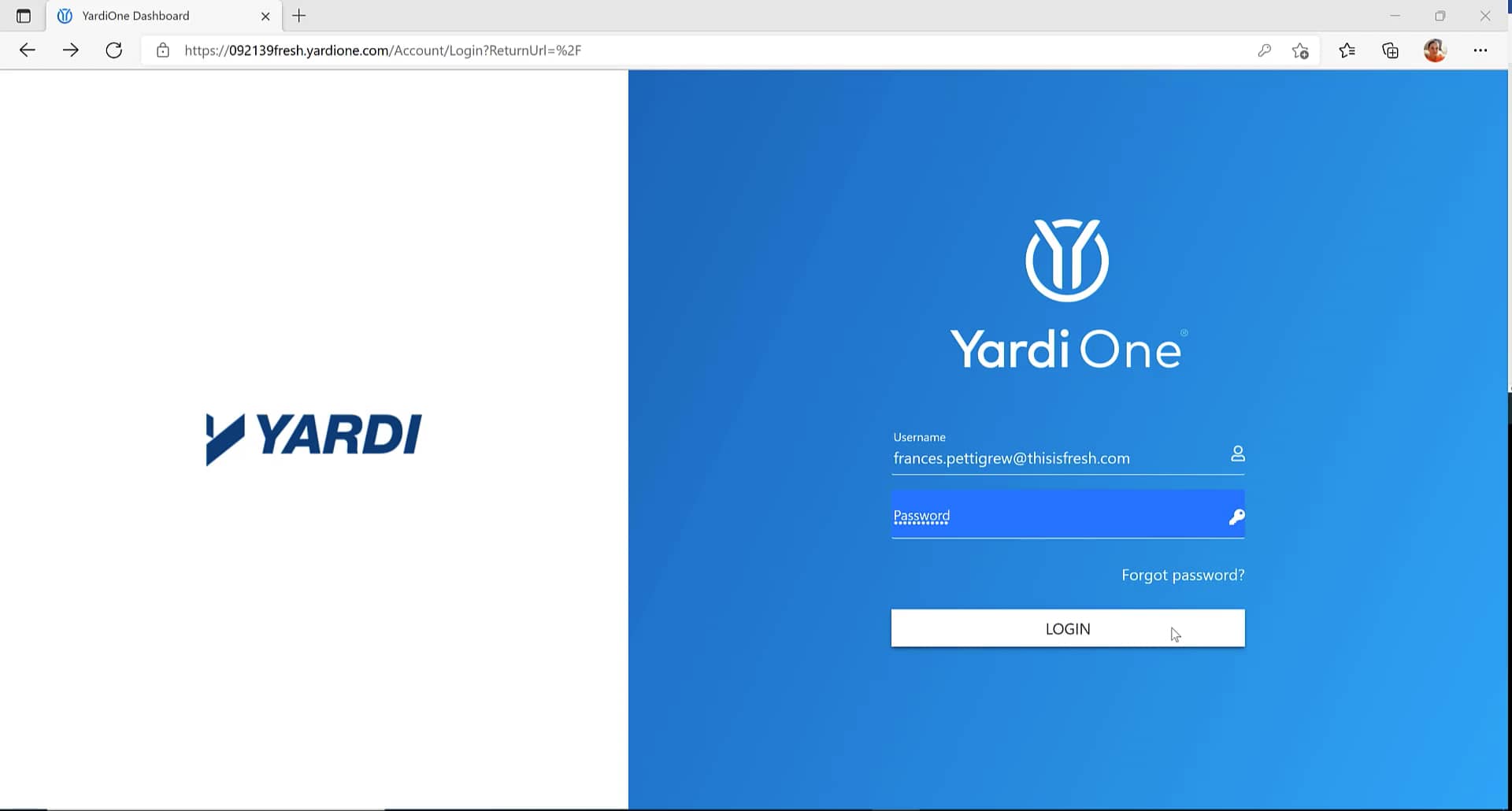 Yardi home screen on Vimeo