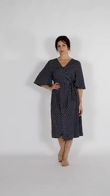 ★韓国人気★I AM MARI★PATTERN SHIRRING WRAP DRESS ☆韓国人気☆I AM MARI☆PATTERN SHIRRING WRAP DRESS
