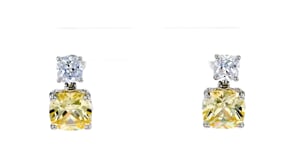 10.50 ct. t.w. Yellow and White CZ Drop Earrings in Sterling Silver