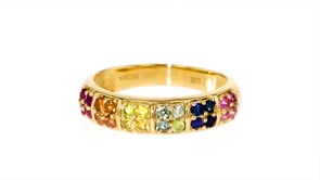 70 ct. t.w. Multicolored Sapphire Ring in 14kt Yellow Gold