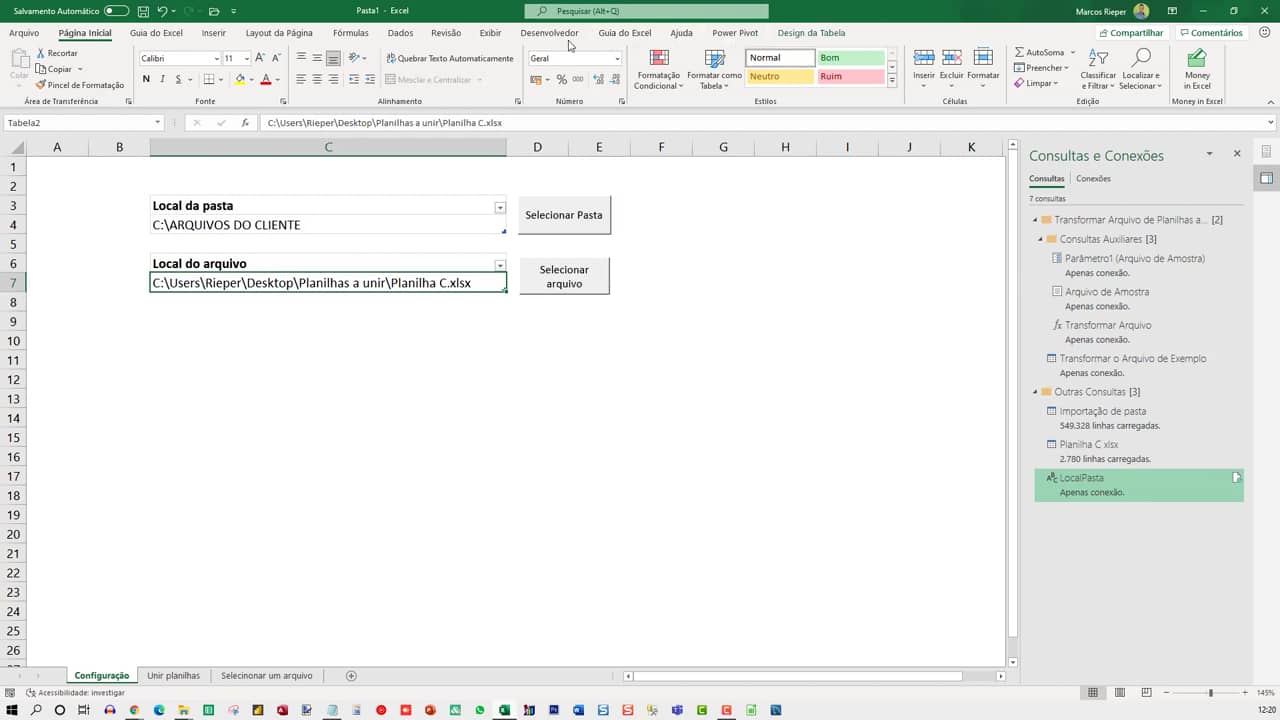 Mudar arquivo importado no power query excel on vimeo
