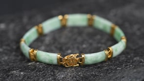 Jade Good Fortune Bracelet in 18kt Gold Over Sterling