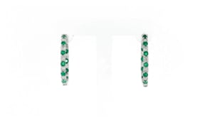 1.00 ct. t.w. Diamond and .80 ct. t.w. Emerald Inside-Outside Hoop Earrings in Sterling Silver