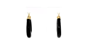 Black Onyx Hoop Earrings in 14kt Yellow Gold