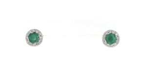 80 ct. t.w. Emerald and .40 ct. t.w. Diamond Stud Earrings In 14kt White Gold