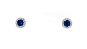 1.30 ct. t.w. Sapphire and .36 ct. t.w. Diamond Stud Earrings in 14kt White Gold