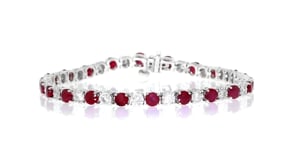6.25 ct. t.w. Ruby and 1.00 ct. t.w. Diamond Tennis Bracelet in Sterling Silver