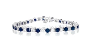 6.25 ct. t.w. Sapphire and 1.00 ct. t.w. Diamond Tennis Bracelet in Sterling Silver