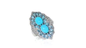 Sleeping Beauty Turquoise Ring with 2.00 ct. t.w. Swiss Blue and White Topaz in Sterling Silver