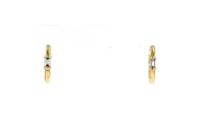 Baguette Diamond-Accented Huggie Hoop Earrings in 14kt Yellow Gold
