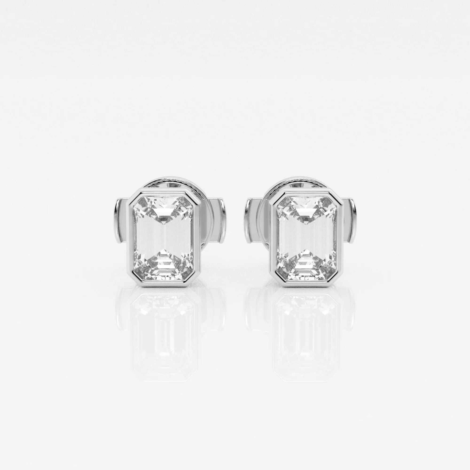 product video for 1 ctw Emerald Lab Grown Diamond Bezel Set Solitaire Stud Earrings