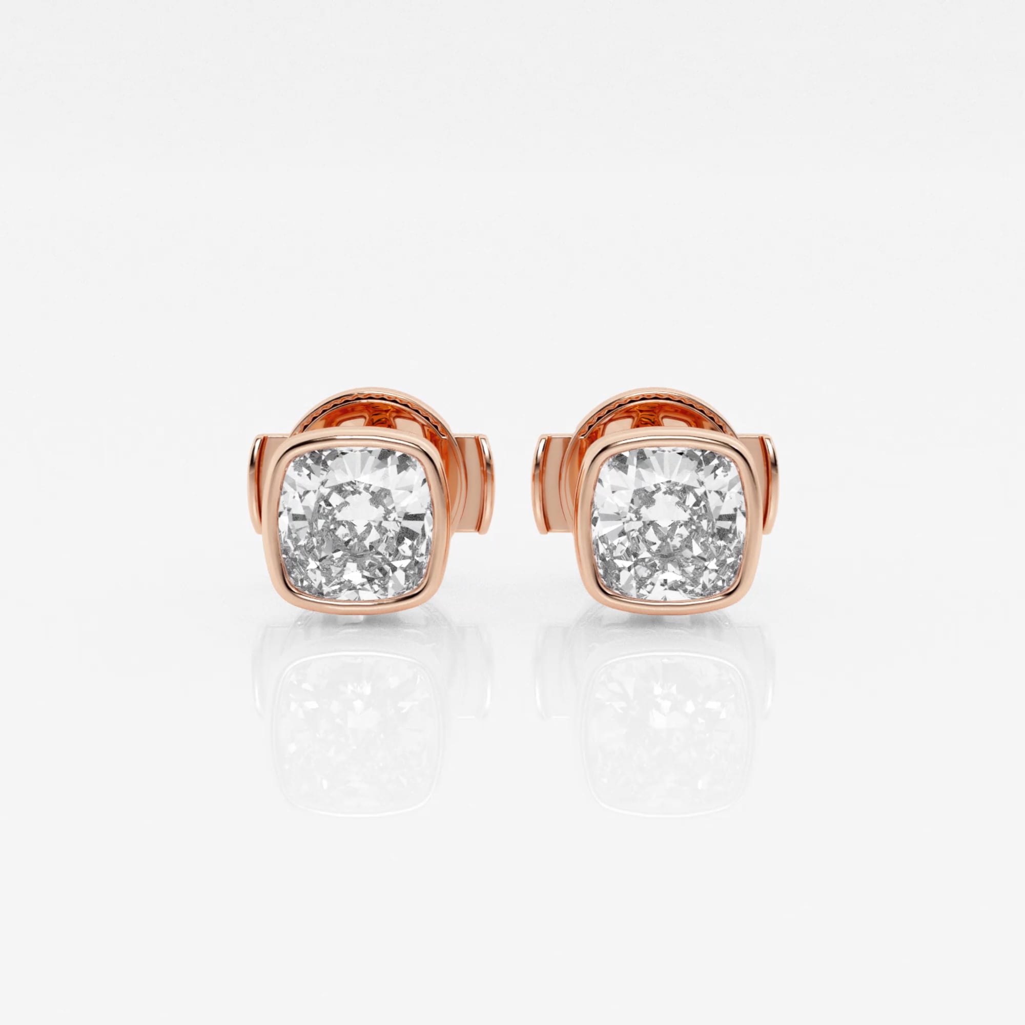 product video for 1 ctw Cushion Lab Grown Diamond Bezel Set Solitaire Stud Earrings