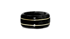 Black Jade Ring with 14kt Yellow Gold