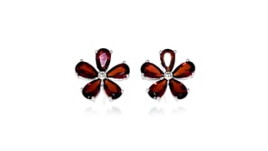 2.30 ct. t.w. Garnet Flower Earrings in Sterling Silver