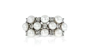 4mm Cultured Pearl Ring with Diamond Accents in Sterling Silver