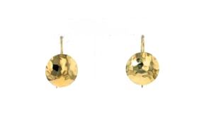 14kt Yellow Gold Hammered Disc Drop Earrings