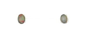Bezel-Set Opal Stud Earrings in Sterling Silver